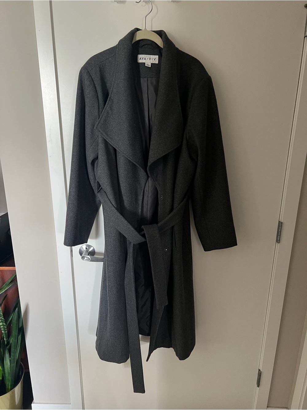 Ava & Viv Charcoal Wrap Trench Coat with Belt